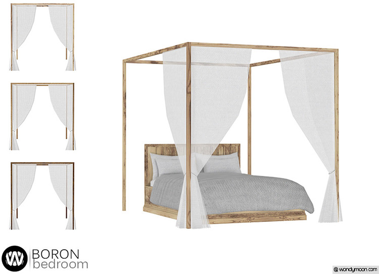 Boron Double Bed Canopy for Sims 4