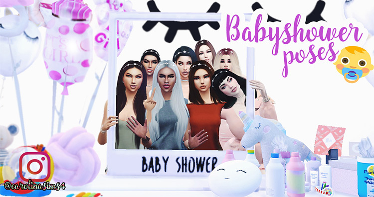 Baby Shower Poses Package Sims 4 CC