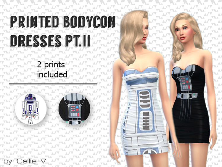 Printed Bodycon Dresses mod for TS4