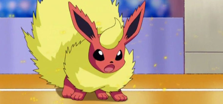 Flareon in battle - Pokemon anime screenshot