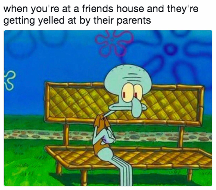 Friends mom yelling at them - Squidward meme