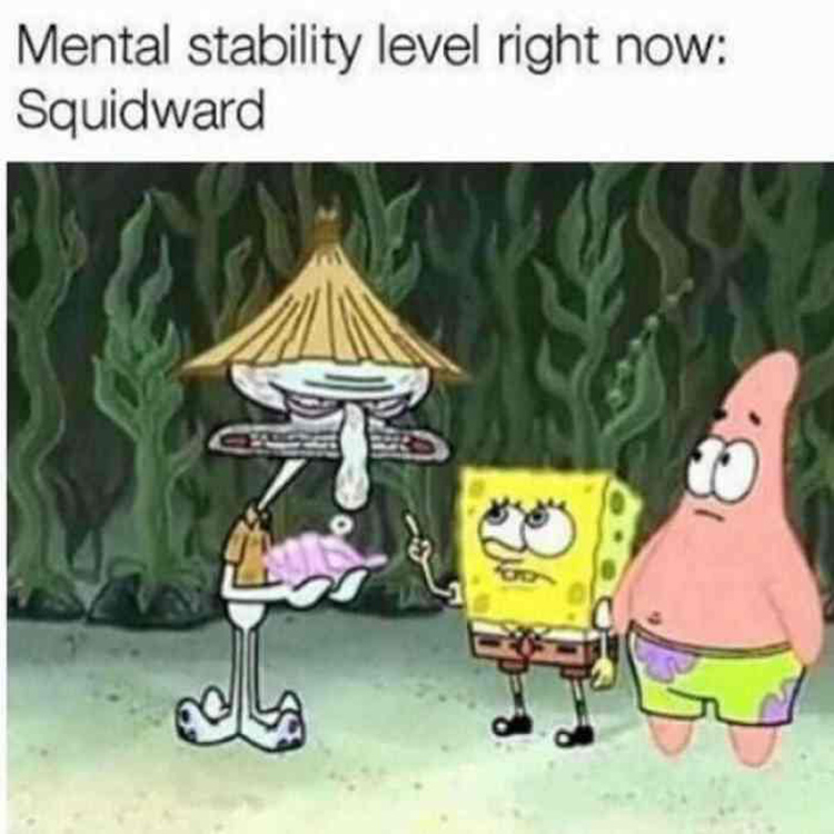 My mental stability is Squidward meme