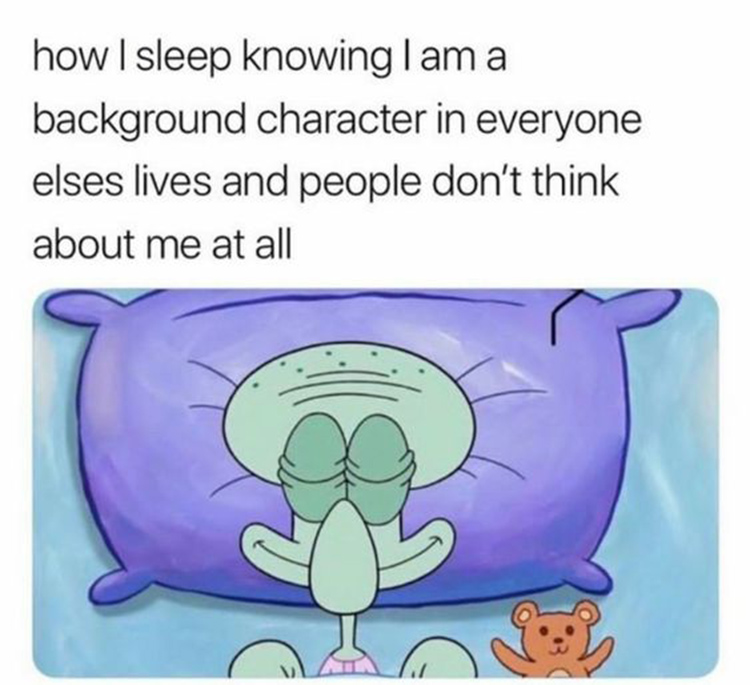 Background character meme with Squidward