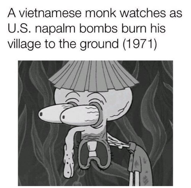 Squidward vietnam farmer meme