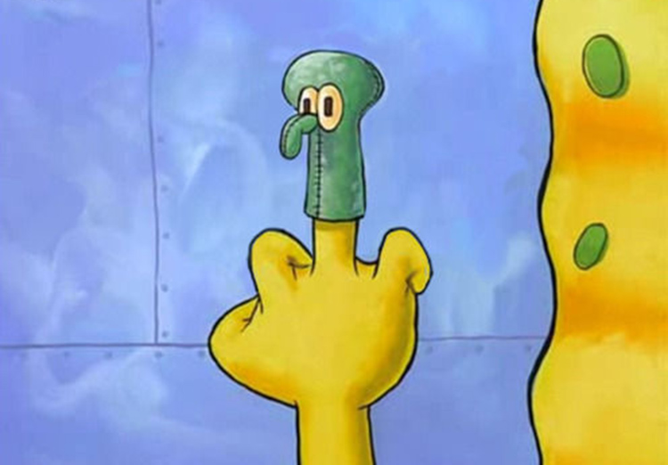 Squidward middle finger meme