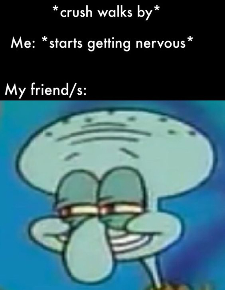 Nervous laughter Squidward meme