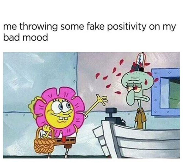 Throwing fake positivity meme