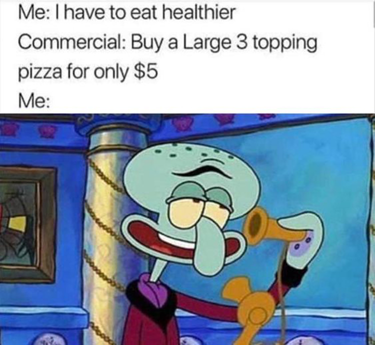 Ordering pizza as Squilliam meme