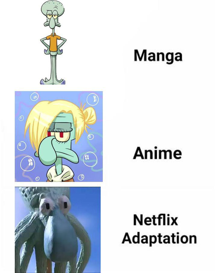 Squidward netflix adaptation meme