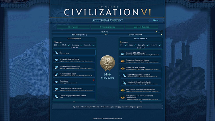 Enhanced Mod Manager Civilization VI screenshot