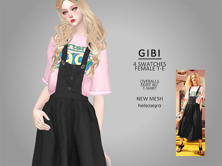GIBI Overalls with Tee for Sims 4