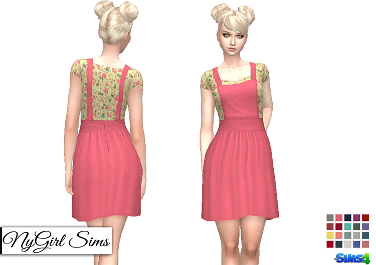 Overall Dress with Floral Tee TS4 CC