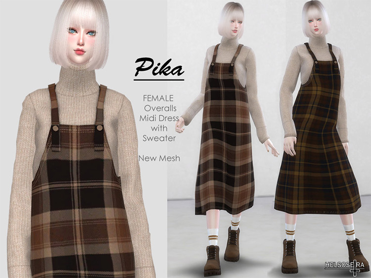 PIKA Overalls with Sweater Sims 4 CC