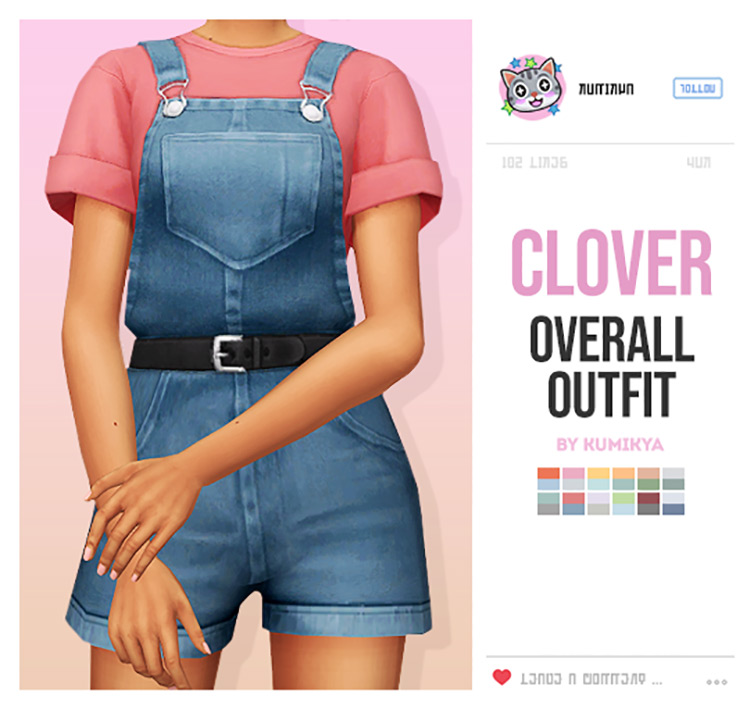 Clover Overalls Outfit for Sims 4