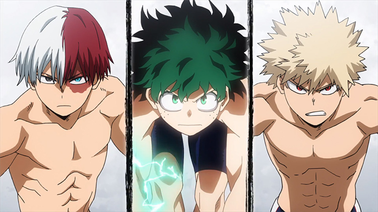 Fanservice guys without shirts BNHA