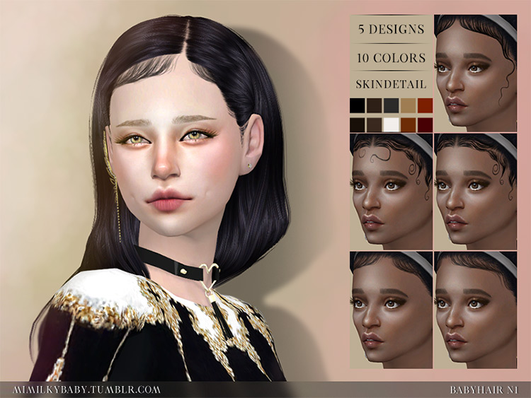 Mimilky Babyhair N1 by Daerilia Sims 4 CC screenshot