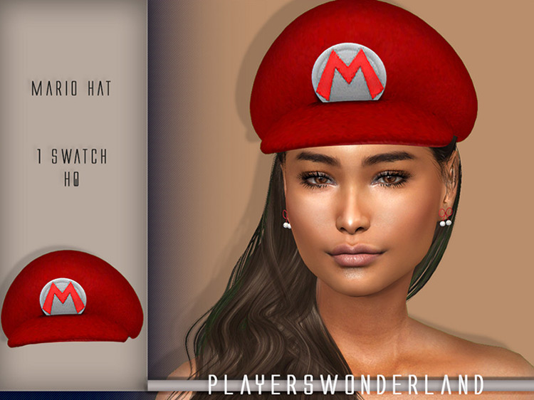 Textured Mario Hat for Sims 4