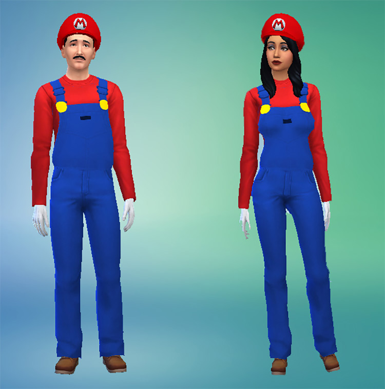 Mario & Luigi Outfits + Hats TS4 CC