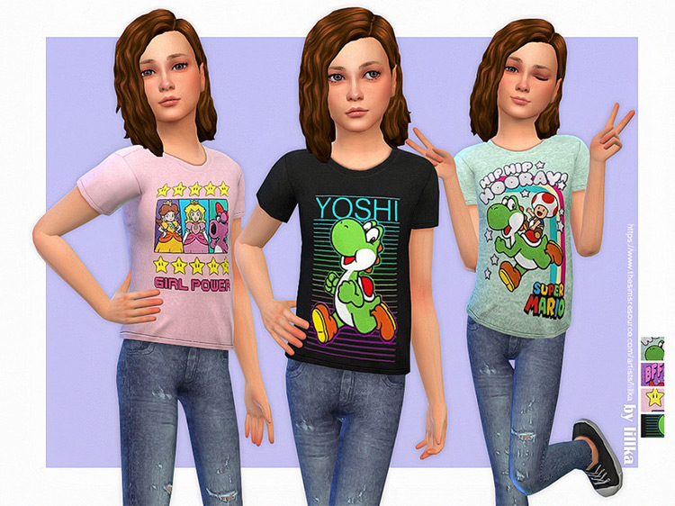 Super Mario T-Shirt Collection for Girls Sims 4 CC