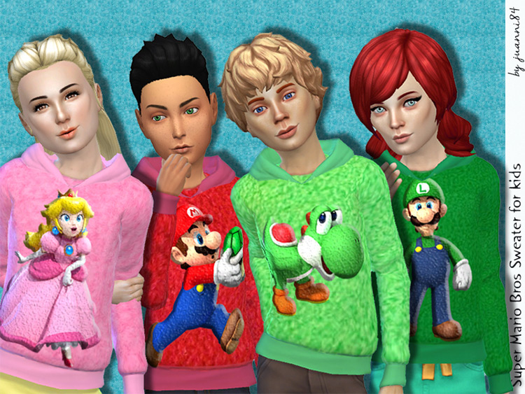 Super Mario Bros. Sweaters for Kids Sims 4 CC