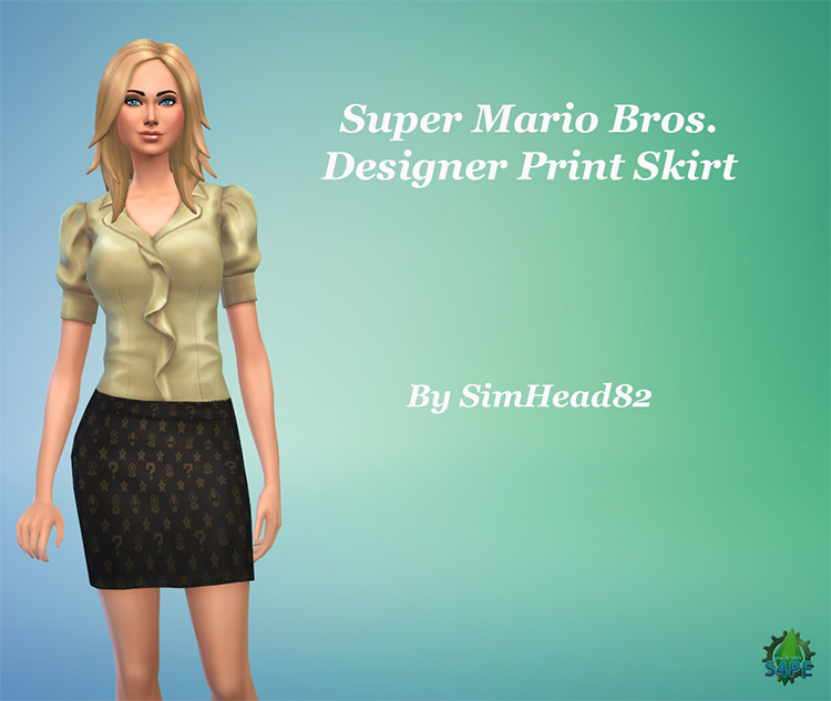 Super Mario Bros. Designer Print Skirt Sims 4 CC