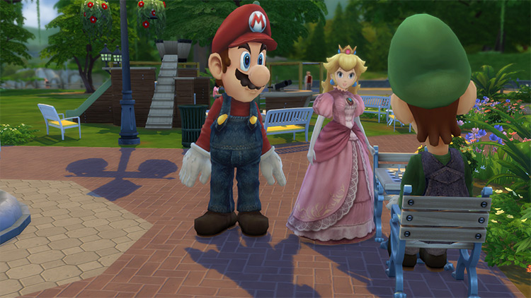 Mario, Luigi, and Peach Full-Body Costumes TS4 CC